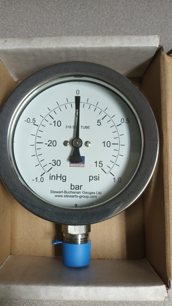 Pressure Gauge 30 Hg-15 PSI/-1-1 Bar